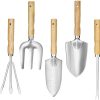 Set 5 Piece Stainless Steel Tools with Wooden Handles Hand Tools with