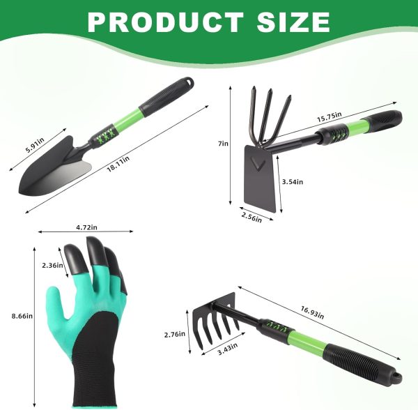 Set 4 Pack Tools Stainless Steel Heavy Duty Hand Cultivator Hoes Shovel