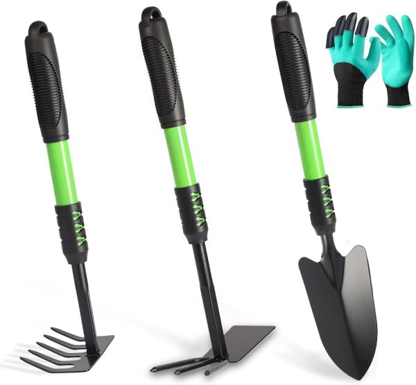 Set 4 Pack Tools Stainless Steel Heavy Duty Hand Cultivator Hoes Shovel