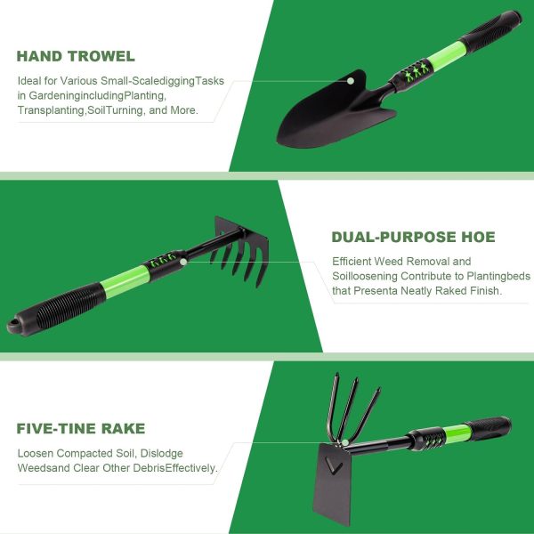 Set 4 Pack Tools Stainless Steel Heavy Duty Hand Cultivator Hoes Shovel
