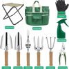 Tool Set 10 Pieces Heavy Duty Gardenting Tool Kit Folding Stool with