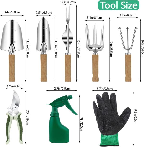 Tool Set 10 Pieces Heavy Duty Gardenting Tool Kit Folding Stool with