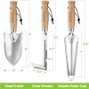 Tool Set 3 Pcs Hand Tools with Wood Handle Weed Puller Crack