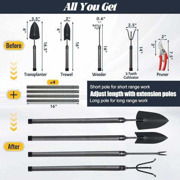 Set with Extended Long Handle 5 Pieces Stainless Steel Tool Kit Gifts