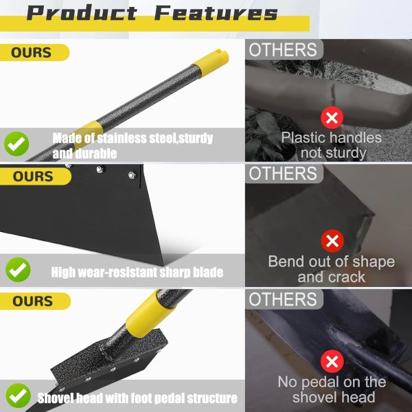Shovel 60" Multifunctional Cleaning Shovel Manual Weeder Heavy Duty Metal Floor Scraper