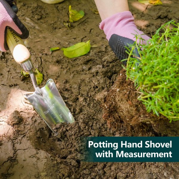 Tool Set- 3PCS Stainless Steel Tool Sets with Wooden Handle Trowel Weeding