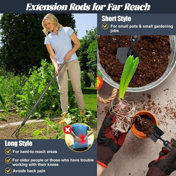 Set with Extended Long Handle 5 Pieces Stainless Steel Tool Kit Gifts