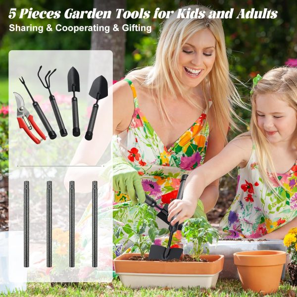 Set with Extended Long Handle 5 Pieces Stainless Steel Tool Kit Gifts