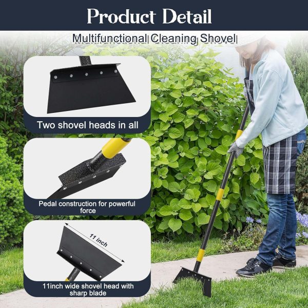 Shovel 74" Multifunctional Flat Shovel Heavy Duty Manual Weeder Metal Floor Scraper