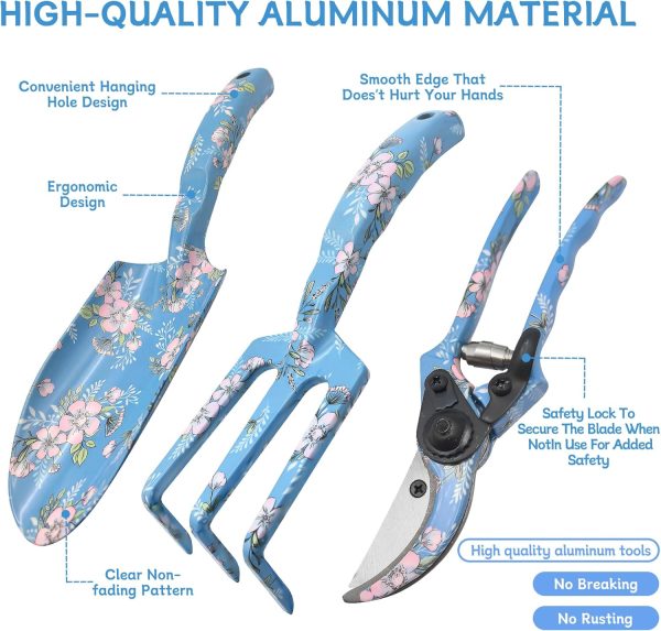 3piece Printed Tool Set Heavy Duty Aluminum Tool Kits Including Hand Rake