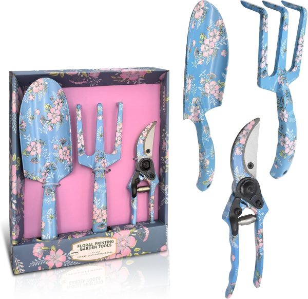 3piece Printed Tool Set Heavy Duty Aluminum Tool Kits Including Hand Rake