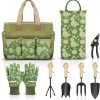 Tools Set 8 Piece Heavy Duty Tools with Wooden Handle Including Tote